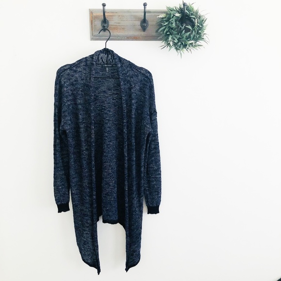 Eileen Fisher Blue Black Long Cardigan M